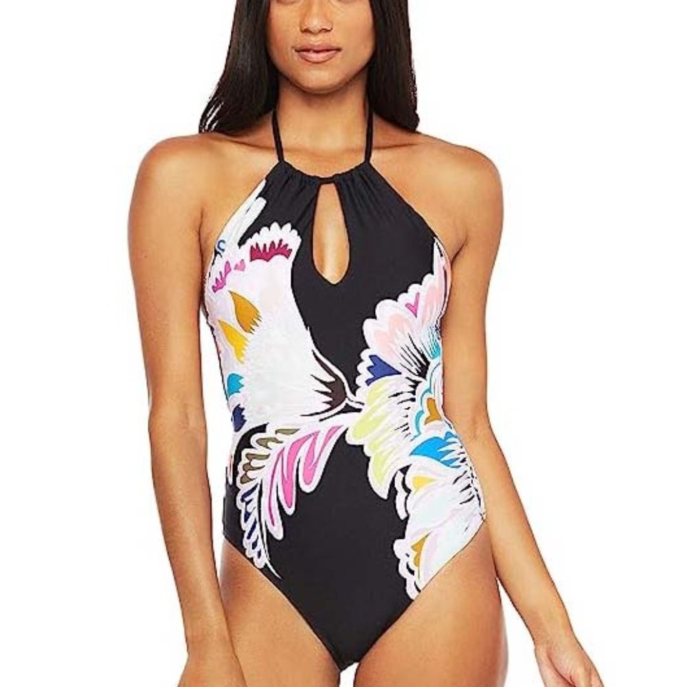NWT Trina Turk Women's High Neck Halter One Piece Swimsuit 8